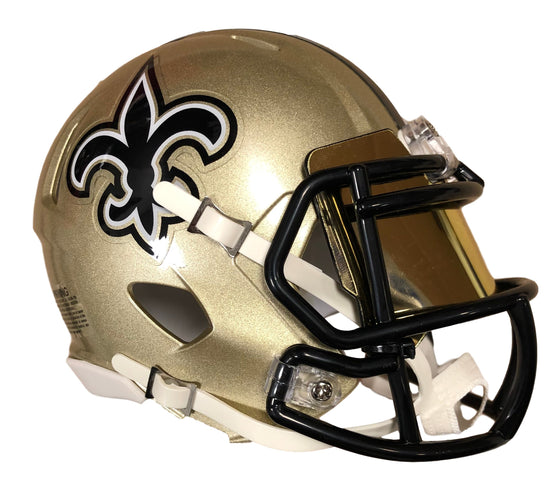 New Orleans Saints Speed Mini Helmet with Gold Chrome Visor
