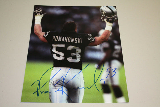 OAKLAND RAIDERS BILL ROMANOWSKI SIGNED 11X14 PHOTO CELEBRATION POSE