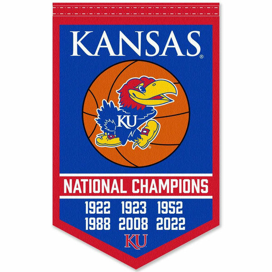 Kansas KU Jayhawks 6 Time Basketball National Champions Banner Flag - 757 Sports Collectibles