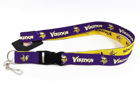 Minnesota Vikings 1" Thick 2-Tone Lanyard Breakway Key Keychain Velcro - 757 Sports Collectibles