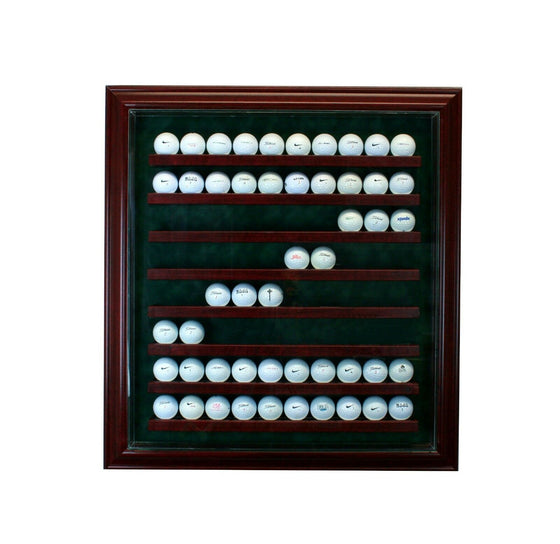 80 Golf Ball Cabinet Style Display Hinged Door Glass Suede Cherry with Green