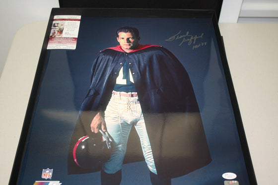 NY GIANTS FRANK GIFFORD SIGNED 16X20 PHOTO HOF 1977 JSA CAPE POSE