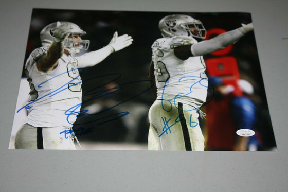 OAKLAND RAIDERS MAXX CROSBY & CLELIN FERRELL DUAL SIGNED 11X14 PHOTO JSA RARE