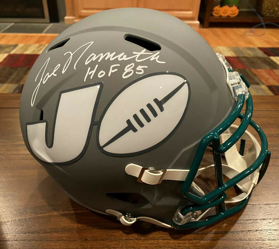 Joe Namath Signed New York Jets Full Size Black AMP Helmet HOF 85 Beckett GTSM