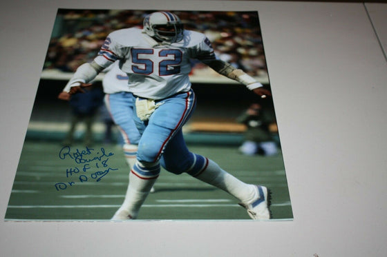 HOUSTON OILERS ROBERT BRAZILE #52 SIGNED 16X20 PHOTO HOF 2018 DR DROOM BIG BLUE!