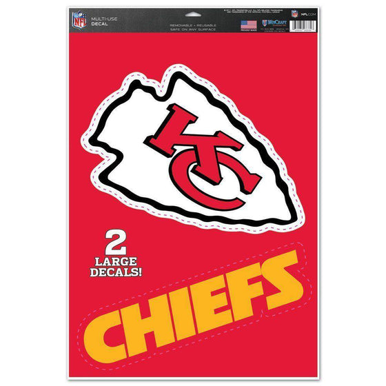 Kansas City Chiefs Multi Use Large Decals (2 Pack) Indoor/Outdoor Repositionable - 757 Sports Collectibles