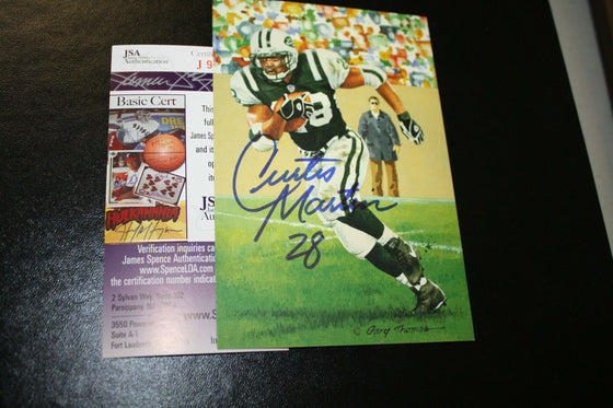 NEW YORK JETS CURTIS MARTIN SIGNED GOAL LINE ART CARD HOF 2012 JSA