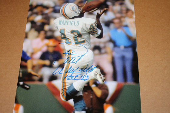 PAUL WARFIELD MIAMI DOLPHINS SIGNED 11X14 PHOTO 17-0 HOF 83 JSA!!