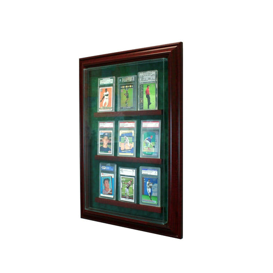 9 Graded Baseball Card Cabinet Style Display Case Hinged Door Glass Suede MLB