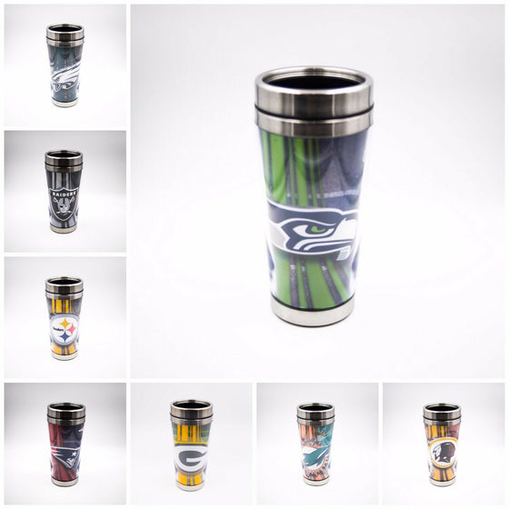 NFL Stainless Steel Travel Mug W/Clear Insert - Pick Your Team - FREE SHIPPING