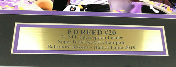 ED REED BALTIMORE RAVENS SB XLVII SIGNED AUTOGRAPHED CARD FRAMED 8X10 PHOTO