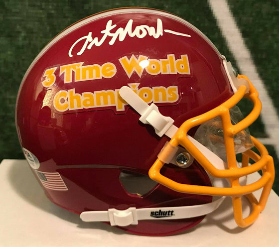 Washington Football Team - Art Monk Custom 3 Time World Champ Signed Burgundy Mini Helmet - PSA COA - 757 Sports Collectibles