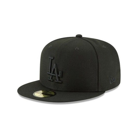 New Era 59Fifty Hat Mens MLB Los Angeles Dodgers All Black LA Fitted 5950 - 757 Sports Collectibles