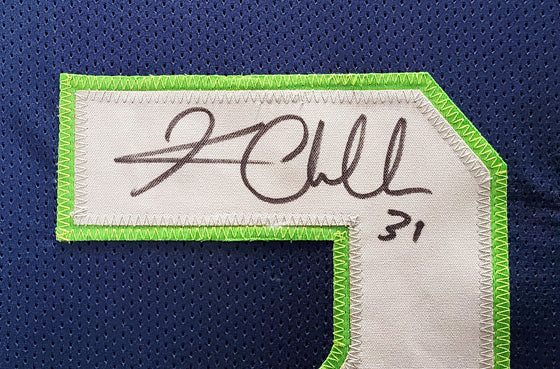 SEATTLE SEAHAWKS KAM CHANCELLOR AUTOGRAPHED FRAMED BLUE JERSEY MCS HOLO 202407 - 757 Sports Collectibles