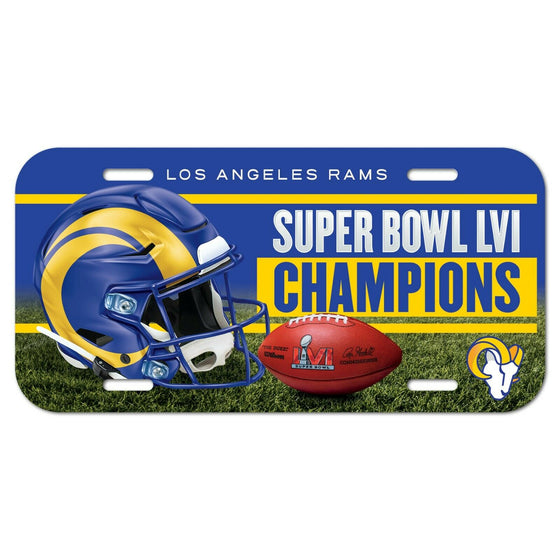 Super Bowl 56 LVI Champions Los Angeles Rams Plastic License Plate - 757 Sports Collectibles