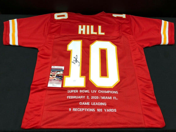 TYREEK HILL KANSAS CITY Red SIGNED CUSTOM JERSEY SUPER BOWL STATS JSA COA - 757 Sports Collectibles