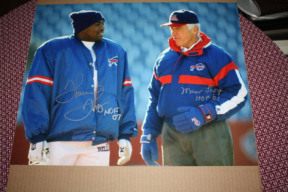 BUFFALO BILLS MARV LEVY & THURMAN THOMAS SIGNED 16X20 PHOTO HOF JSA