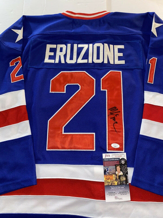 Mike Eruzione Autographed/Signed Jersey Blue JSA COA Team USA - 757 Sports Collectibles