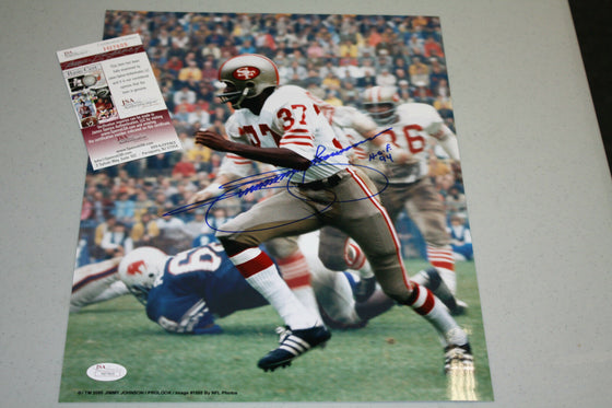 SAN FRANCISCO 49ERS JIMMY JOHNSON SIGNED 11X14 PHOTO HOF 1994 JSA