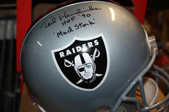 OAKLAND RAIDERS TED HENDRICKS #83 SIGNED F/S HELMET HOF 1990 DUAL INSCRIBED JSA - 757 Sports Collectibles