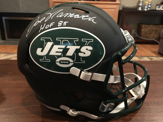 Joe Namath Signed New York Jets Full Size Black Matte Helmet HOF 85 Beckett GTSM