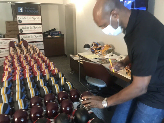 Washington Football Team - Art Monk Custom Hall of Fame Signed Burgundy Mini Helmet - PSA COA - 757 Sports Collectibles