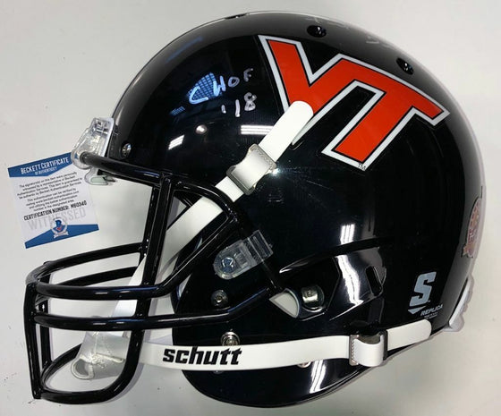 FRANK BEAMER SIGNED VIRGINIA TECH HOKIES 25 LIMITED FULL SIZE HELMET BECKETT COA - 757 Sports Collectibles