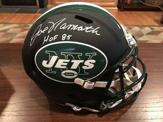 Joe Namath Signed New York Jets Full Size Black Matte Helmet HOF 85 Beckett GTSM