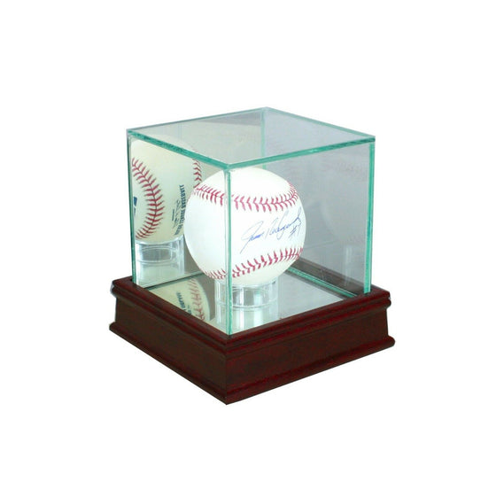 Real Glass New Baseball Display Case Cherry Sport Molding UV FREE SHIPPING