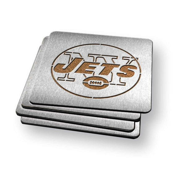 New York Jets Boaster Set of 4 Stainless Steel Cork Backed Coasters - 757 Sports Collectibles