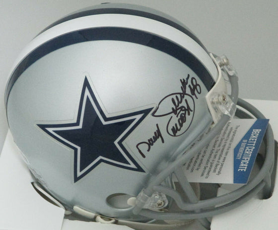 Cowboys DARYL JOHNSTON Signed Riddell Mini Helmet AUTO w/ "Moose" - Beckett