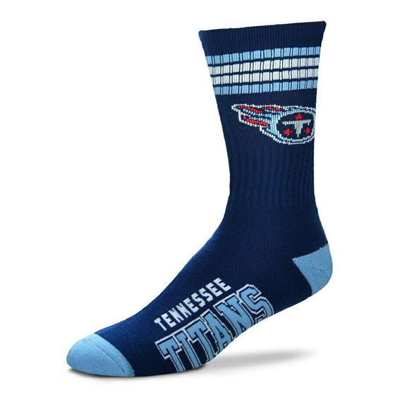 Tennessee Titans NFL 4 Stripe Deuce Men's Large Navy Crew Socks Fits 10-13