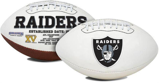 Oakland Raiders Embroidered Logo White Signature Series Football - 757 Sports Collectibles