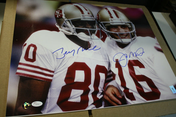 SAN FRANCISCO 49ERS JOE MONTANA & JERRY RICE DUAL Signed 16x20 Photo JSA HOLO