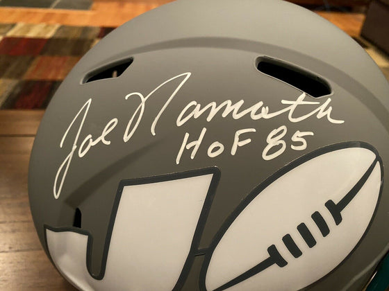 Joe Namath Signed New York Jets Full Size Black AMP Helmet HOF 85 Beckett GTSM