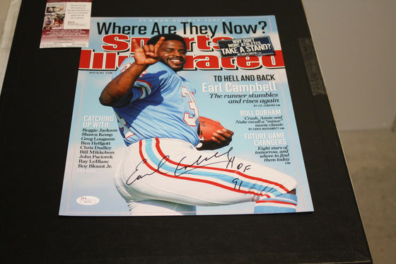 HOUSTON OILERS EARL CAMPBELL SIGNED 11X14 PHOTO HOF 91 SI COVER JSA!!