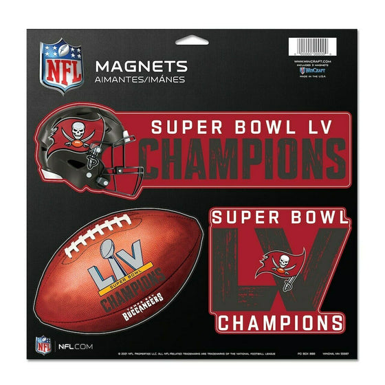 Tampa Bay Buccaneers WinCraft Super Bowl LV Champions 3-Piece Magnet Set