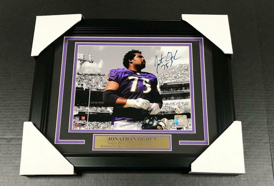 JONATHAN OGDEN AUTOGRAPHED SIGNED 8x10 FRAMED PHOTO BALTIMORE RAVENS