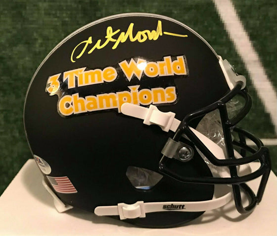 Washington Football Team - Art Monk Custom 3 Time World Champ Signed Black Mini Helmet - PSA COA - 757 Sports Collectibles