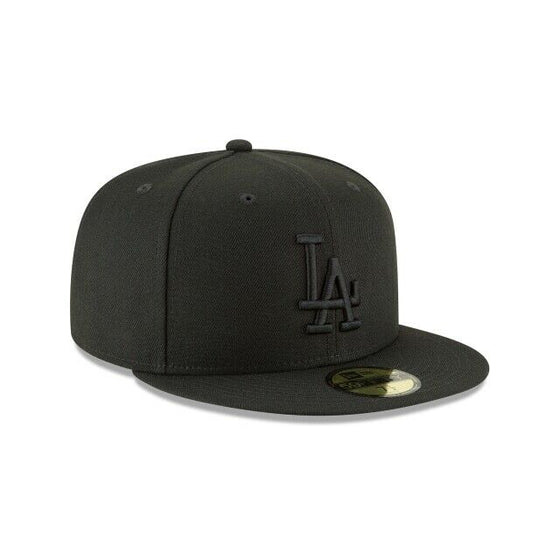 New Era 59Fifty Hat Mens MLB Los Angeles Dodgers All Black LA Fitted 5950 - 757 Sports Collectibles