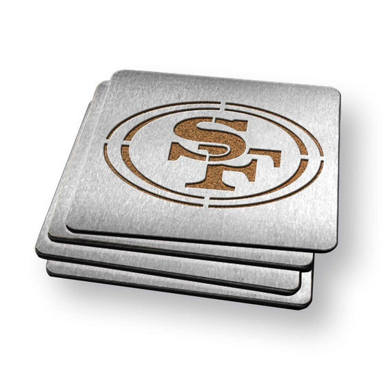 San Francisco 49ers Boaster Set of 4 Stainless Steel Cork Backed Coasters - 757 Sports Collectibles