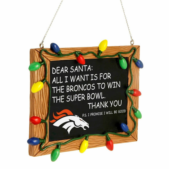 Forever Collectibles - NFL - Chalkboard Sign Christmas Ornament - Pick Your Team (Denver Broncos)