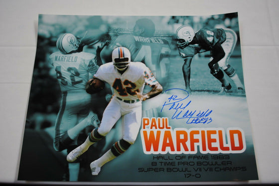 MIAMI DOLPHINS PAUL WARFIELD SIGNED 16X20 COLLAGE PHOTO HOF 83 JSA!