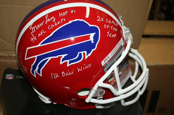 BUFFALO BILLS MARV LEVY SIGNED F/S REPLICA HELMET HOF 2001 RARE W/4 INSCR JSA - 757 Sports Collectibles