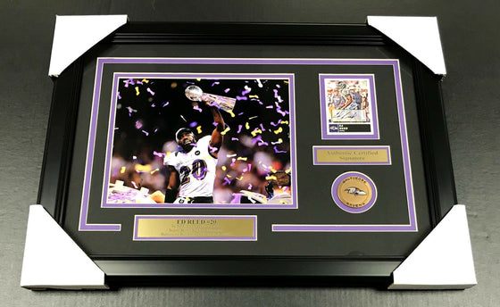 ED REED BALTIMORE RAVENS SB XLVII SIGNED AUTOGRAPHED CARD FRAMED 8X10 PHOTO - 757 Sports Collectibles