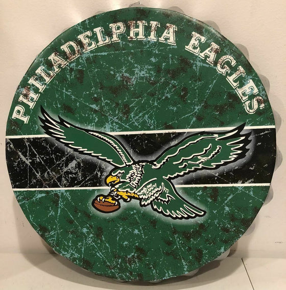 NFL Metal Distressed Bottle Cap Wall Sign-Pick Your Team- Free Shipping (Philadelphia Eagles Retro)