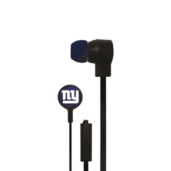 New York Giants Big Logo Earbud Headphones with Microphone - 757 Sports Collectibles