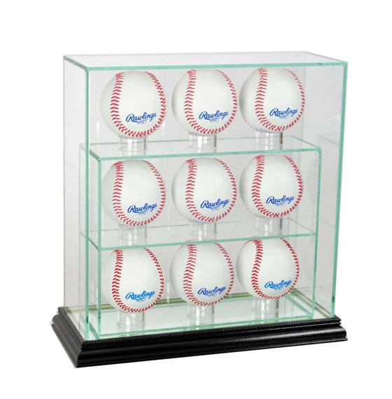 9 Baseball Display Case Glass & Mirror UV MLB New in a Box Made in the USA - 757 Sports Collectibles