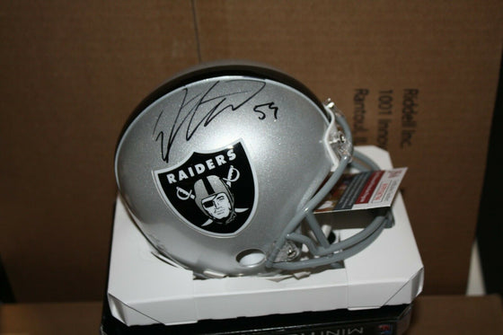 OAKLAND RAIDERS TAHIR WHITEHEAD #59 SIGNED MINI HELMET STARTING LB JSA WITNESS