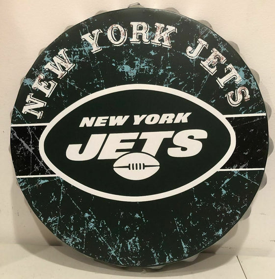 NFL Metal Distressed Bottle Cap Wall Sign-Pick Your Team- Free Shipping (New York Jets)